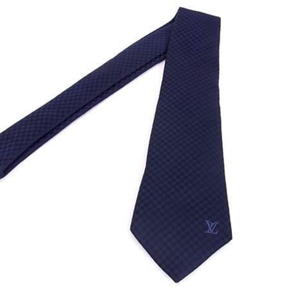 LOUIS VUITTON Cravat Petit Damier Navy Silk Necktie for Men